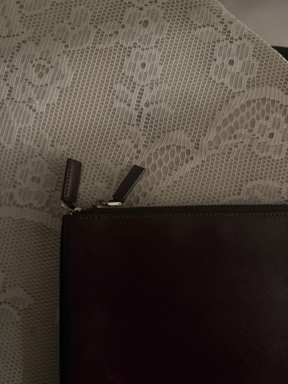 Prada Saffiano Leather Pouch - Deep Wine - Picture 2 of 5